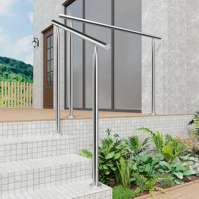 Produktbild von Handlauf Edelstahl Geländer Treppengeländer Eingangsgeländer für Treppen Innen und Außen – 100 cm Ohne Querstreben Silber