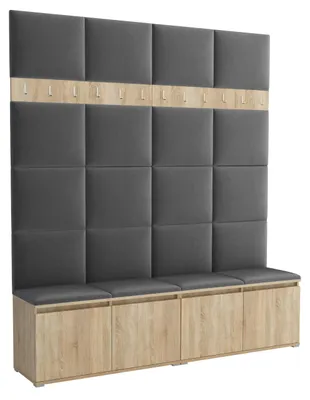 Produktbild von Garderobe LUTON 2 SONOMA 15 – Farbe Sonomaholz, moderner Schrank 40x200x213 cm, funktionale Lösung für den Flur, Garderobeschrank, Flurmöbel