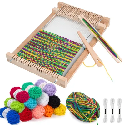 Immagine prodotto di Omgoods - Kit per tessitura in legno per bambini, ideale per principianti, completo di fili