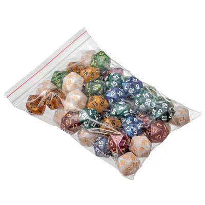 Produktbild von 20-seitiger Pearl-Würfel, farbig sortiert, 50 Stück Beutel