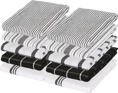 Produktbild von 10-teiliges Geschirrhandtuch-Set aus 100 % Baumwolle, super saugfähiges, weiches Küchen-Geschirrtuch, Trockentuch - 70 cm x 50 cm - einfarbig
