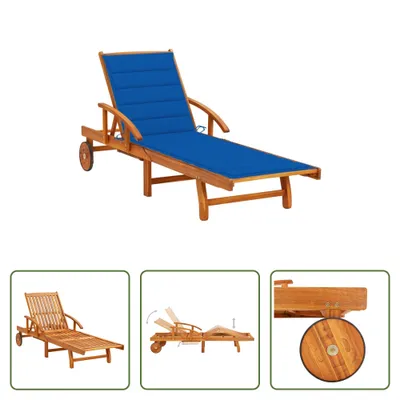 Immagine prodotto di The Living Store Lettino prendisole con cuscino in legno massiccio di acacia