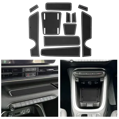 Image de Compatible avec la Jeep Avenger 2023, 2024 et 2025 (modèles Avenger EV et Hybrid) : tapis en caoutchouc pour la console centrale, tapis antidérapants pour le porte-gobelets, accoudoir en caoutchouc pour Avenger 2023 (accessoires, couleur blanche)