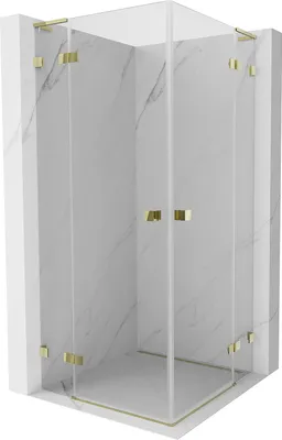 Produktbild von Mexen Lunar L Duo Pendeltür-Duschkabine 70 x 70 cm, transparent, gold - 834L-070L-070P-50-00