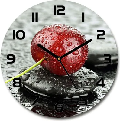 Produktbild von Wanduhr aus Glas 30fi Glasbild Glasuhr Gehärtetes Glas - schwarze-zeiger - Cherry in the rain