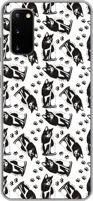 Produktbild von MuchoWow® Handyhülle Schutzhülle Hülle für Telefoonhoesje Samsung Galaxy S20 Muster - Katze - Schwarz - Weiß - Jungen - Mädchen - Kinder - Kind Silikon Softcase Handy Hülle - Bild