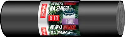 Zdjęcie produktu dla Worki na śmieci 160 L czarne worki na odpady 10 sztuk LDPE duże MOCNE