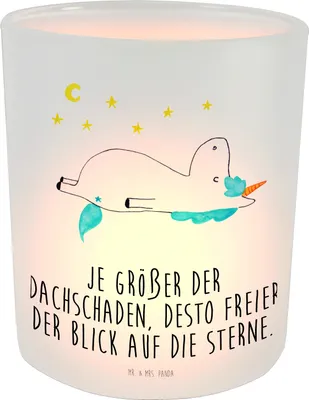 Produktbild von Mr. & Mrs. Panda Windlicht aus Glas Einhorn Sternenhimmel - Transparent - Geschenk, Verrückt, Outdoor, Kerzenhalter, Einhörner, Sterne, Unicorn, Teelichthalter