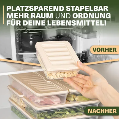 Immagine prodotto di Set di 16 contenitori impilabili per congelatore Viwares, organizer per congelatore e frigorifero con coperchio, resistenti al gelo fino a -25 °C, contenitori riutilizzabili per conservare gli alimenti freschi e senza odori