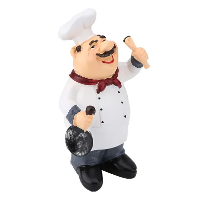 Image de Figurine américaine vintage de campagne "Joyeux cuisinier" en résine, idéale pour la maison, le restaurant, le café ou comme décoration de table (71110-04)