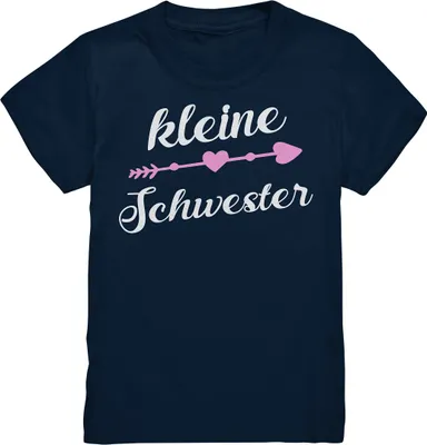 Produktbild von Kleine Schwester T-Shirt Pfeil Herz Kleine Schwester Geschenk – Navy / 98/104 (3-4)