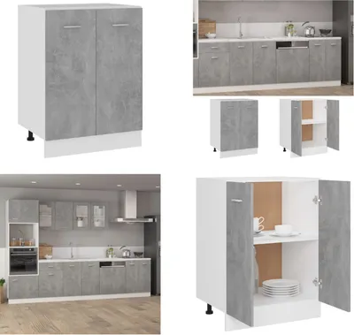 Produktbild von vidaXL Unterschrank Betongrau 60x46x81,5 cm Holzwerkstoff - Unterschrank - Unterschränke - Küchenschrank - Küchenschränke