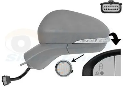 Produktbild von VAN WEZEL 1883825 Außenspiegel Seitenspiegel Links für FORD Mondeo V Kombi (CF) Asphärisch Beheizt mit Memory Grundiert