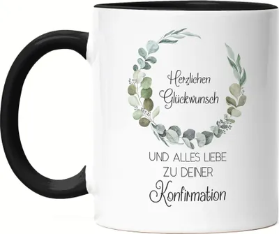 Produktbild von Alles Liebe zu deiner Konfirmation Tasse Schwarz Konfirmationsgeschenk Christentum Kirche