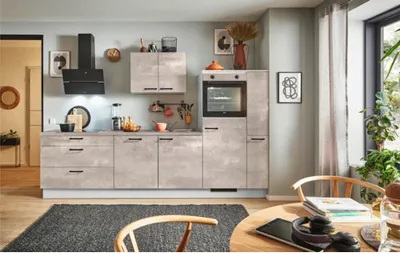 Produktbild von PICCANTE Plus Küchenzeile ohne Geräte Casual 290 cm beton perlgrau matt vormontiert Variante rechts 4067368009256