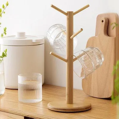 Produktbild von Holzbecherhalter für Tisch und Arbeitsplatte praktisch