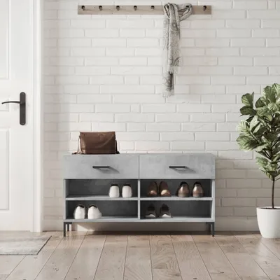 Immagine prodotto di vidaXL Panca per scarpe in cemento grigio 102x35x55 cm in legno - Panca per scarpe - Panca per scarpe - Panca con spazio di archiviazione - Portascarpe