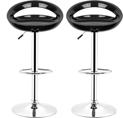 Produktbild von WYCTIN Barhocker 2* Barstuhl Tresenhocker Küchenhocker Loungesessel Hocher Stuhl Set aus Kunststoff höhenverstellbarSchwarz