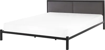 Obrázek produktu pro BELIANI Kovová postel černá šedá kov ocel polyester 180 x 200 cm rám postele s roštem čalouněné čelo minimalistický design