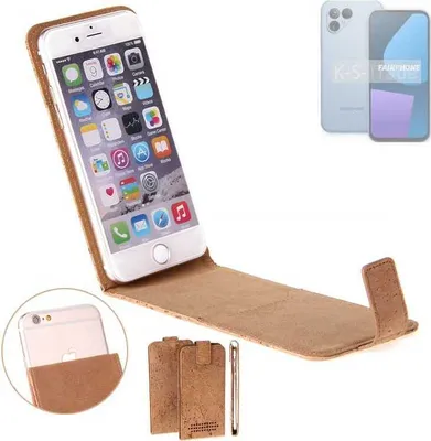 Produktbild von K-S-Trade Handyhülle kompatibel mit Fairphone  Fairphone 5 Kork Hülle Flipstyle Case Schutzhülle Kork Case Hülle Flip cover Klapphülle Klapp,