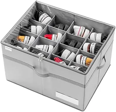 Produktbild von Schuhorganizer für Closet, Passt 16 Paare, große Schuhschrank, Schuhbox mit Durchsichtigem Deckel, Starke Aufbewahrungskiste für Schuhaufbewahrung, Platzsparender Shoe Rack mit Griffen, Grau