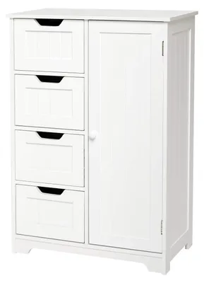 Produktbild von Badezimmerschrank mit 4 Schubladen 1 Tür 56x30x82.5 cm MDF weiß