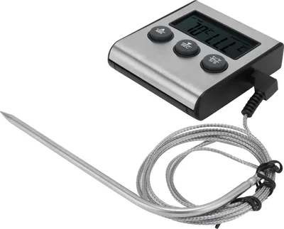 Image de Thermomètre à viande digital pour la cuisine avec sonde pliable, alarme et minuterie