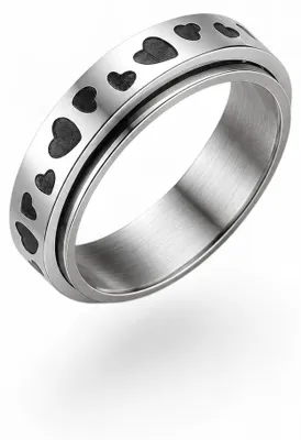 Produktbild von Herz Drehring aus Edelstahl – Anti-Stress Ring mit drehbarem Band US-9
