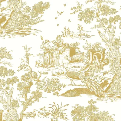 Productafbeelding van Vintage zelfklevend behang in wit en goud - Waterdicht wanddecoratie voor woonkamer en slaapkamer
