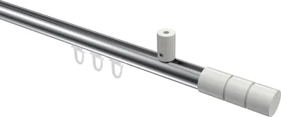 Produktbild von Interdeco Innenlaufstange / Gardinenstange mit Innenlauf Chrom / Weiß, Typ Sonius Elanto (Rillenzylinder) Deckenmontage, 20 mm Ø 1-läufig, 180 cm