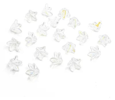 Produktbild von Vintageparts Blüten Glasperlen Transparent Holoeffekt 12mm 20 Stück