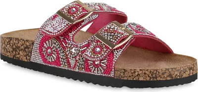 Produktbild von VAN HILL Damen Pantoletten Sandalen Bequeme Strass Zierperlen Schuhe 841098, Farbe: Fuchsia, Größe: 38