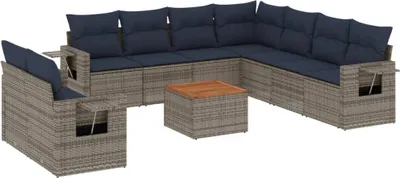 Produktbild von 10-teiliges Gartensofa-Set mit Kissen, grau, Polyrattan