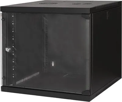Produktbild von LINK LK1909U66N, Wandmontiertes Regal, 9U, 45 kg, Sperrschloss, Schwarz