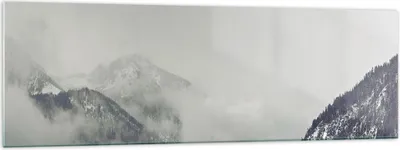 Produktbild von Bilder auf glas - Einteilig - Berge Wald Nebel - 160x50cm - Glasbilder - Wandbilder - Bilder - zum Aufhängen bereit - Wanddekoration aus Glas - Glas Bilder - Wandbild auf Glas - GAB160x50-4270