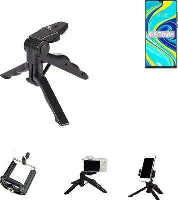 Produktbild von K-S-Trade Stativ Tisch-Ständer Dreibein Handy-Stativ Ständer kompatibel mit Cubot P40 Mini-Stativ Smartphone Tripod Handy-Stativ aus Plastik schwarz