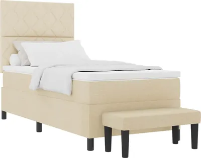 Produktbild von vidaXL Boxspringbett mit Kopfteil Creme 100 x 200 cm Stoff