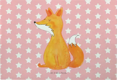 Produktbild von Mr. & Mrs. Panda Schneidebrett Glas Einhorn Fuchs - Rot Pastell - Geschenk, Unicorn, Frühstücksbrett, Großes, vesperbrett, Unicorns, Fuchshörnchen, Hackbrett, Einhörner