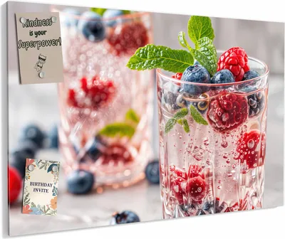 Produktbild von Magnettafel 90x60cm magnetisch & beschreibbar Metall-Board - Cocktail Beeren