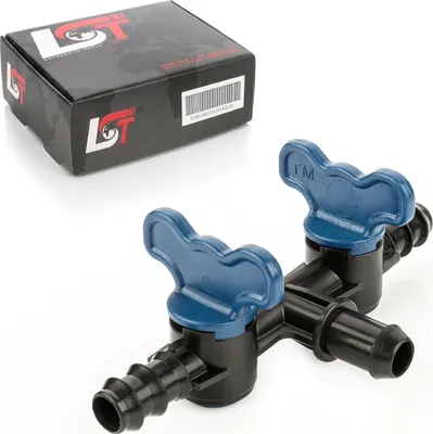 Produktbild von Doppel Absperrhahn Bewässerungssystem T-Stück Schlauchkupplung Ø 16x16x16 mm