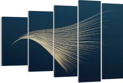 Produktbild von Bild auf Leinwand - Leinwandbild - 5 Teile - Golden Borsten Abstraktion - 150x100cm - Wand Bild - Wanddeko - Wandbilder - Leinwanddruck - Bilder - Wanddekoration - Leinwand bilder - EG150x100-4734