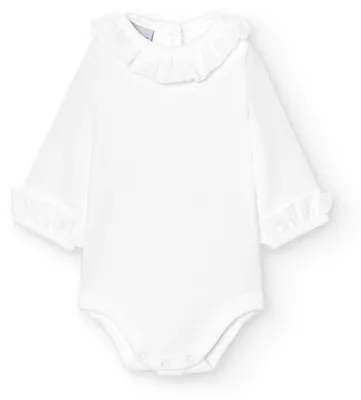Productafbeelding van BABIDU Unisex babyromper met kraagje, wit, maat 24 maanden