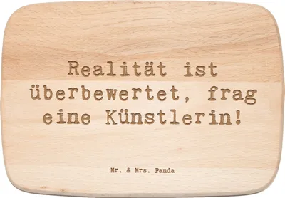 Produktbild von Mr. & Mrs. Panda Schneidebrett Holz Spruch Künstlerin Traum - Transparent - Geschenk, Frühstücksbrettchen, Kunstschaffende, Berufsalltag, jausenbrett, Frühstücksbrett