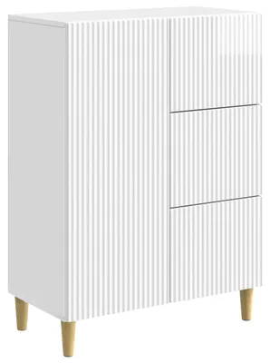 Zdjęcie produktu dla Komoda vidaXL, biała, z połyskiem, 66 x 34,5 x 90 cm, materiał drewnopochodny