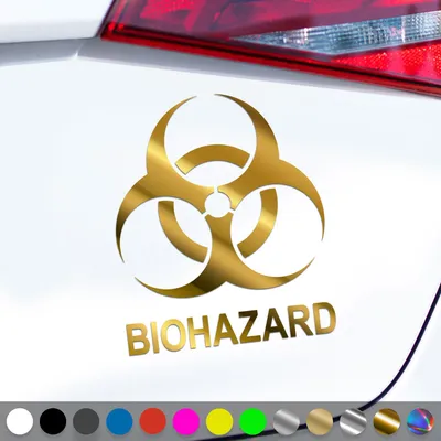 Produktbild von PantherPixel Biohazard Aufkleber Hinweis Warnung Vorsicht Sticker Auto Geschenkidee Farbe Chrom-Gold
