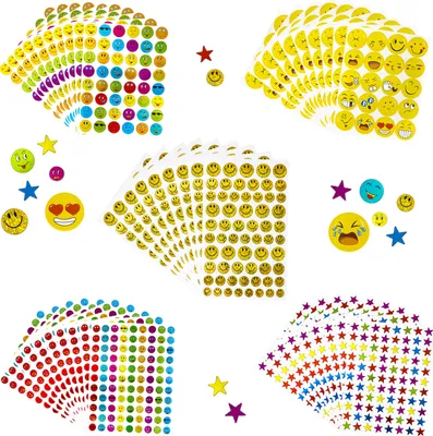 Produktbild von Oblique Unique Kinder Sticker Set 3170 Smiley und Stern Aufkleber für Kinder für Kindergeburtstag zum Spielen Basteln