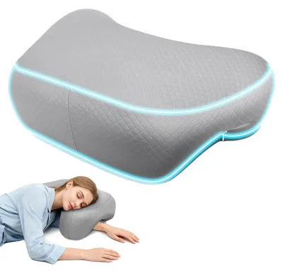 Imagen del producto de Almohada para el cuello, diseño ergonómico, relleno de espuma viscoelástica, color gris claro