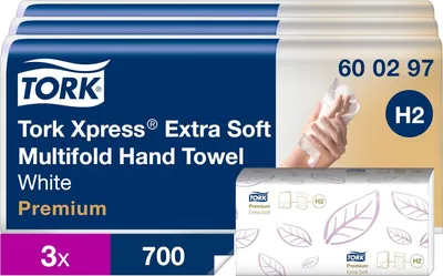 A product shot of Tork Xpress Extra Soft Multifold Hand Towels.