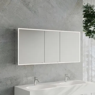 Immagine prodotto di Specchio da bagno a cubo Kronenbach 2.0, da montare a parete, con 3 ante, altezza 160 cm