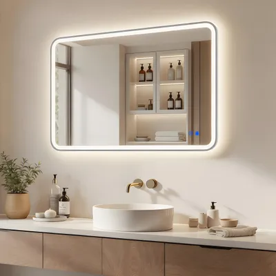 Immagine prodotto di ARTFORMA Specchio da bagno a LED rettangolare 100x70 cm argento con comando touch e funzione antiappannamento